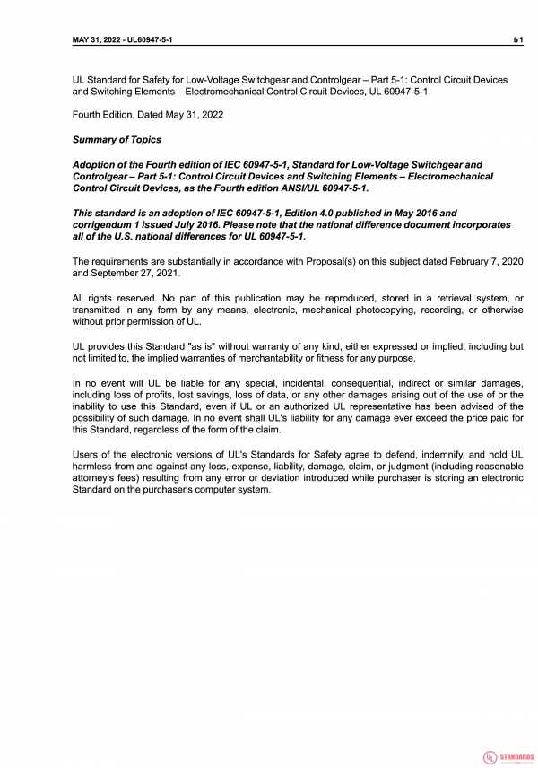 UL 60947-5-1 PDF UL 60947-5-1 PDF